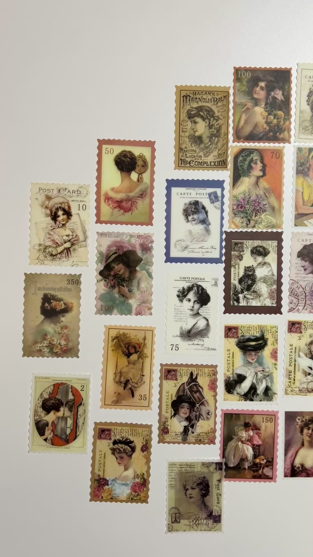 🌸 Vintage Lady Postage Stamp Stickers