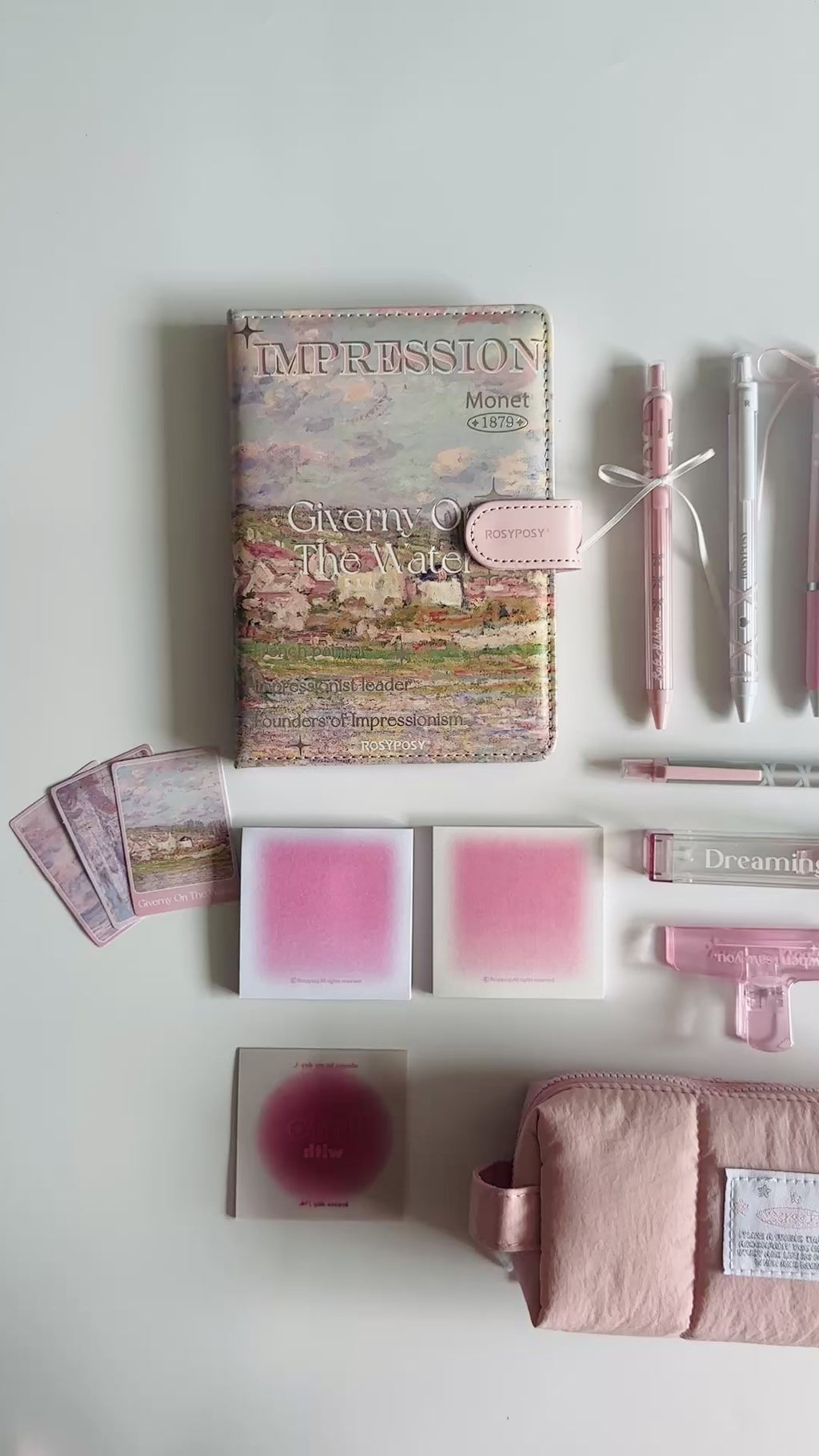 🌸 Pink Giverny Garden Stationery Set