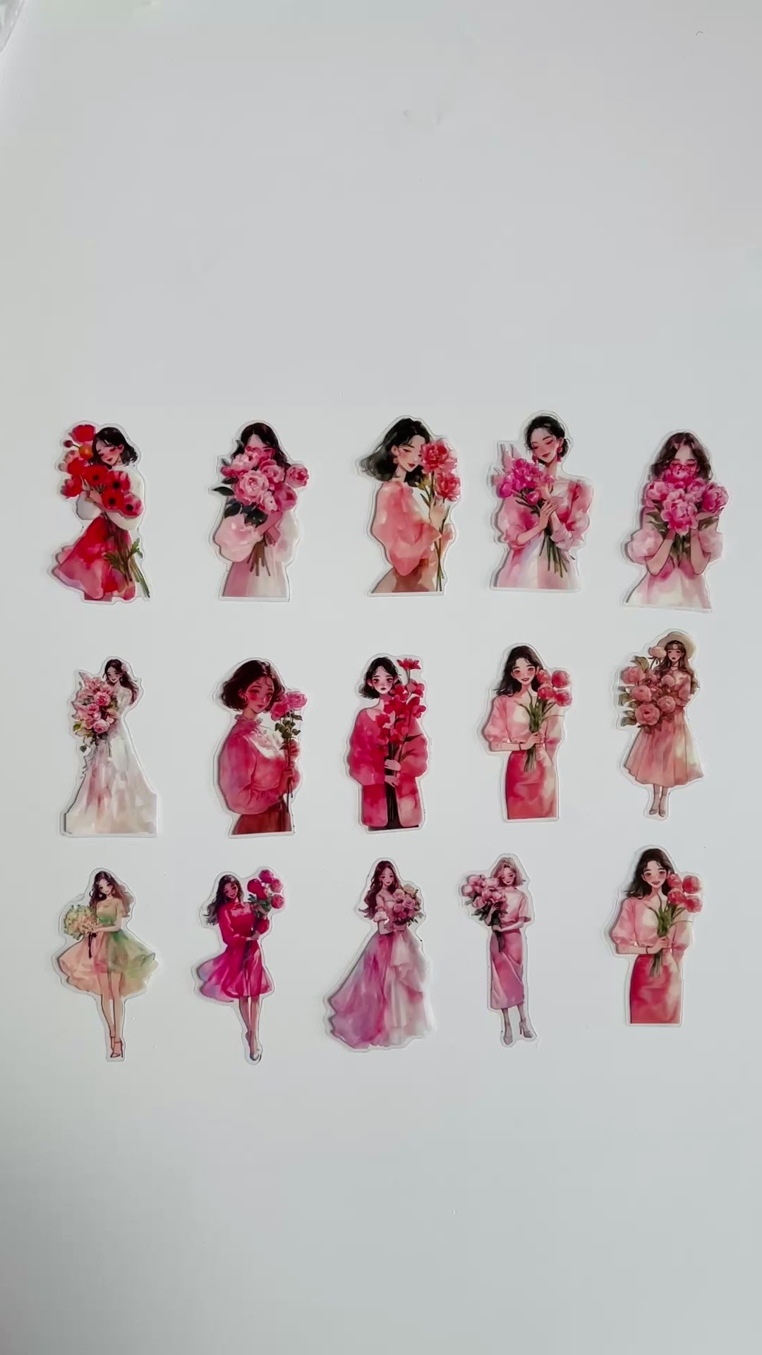 🌺 Pink Flower Girl Sticker Set